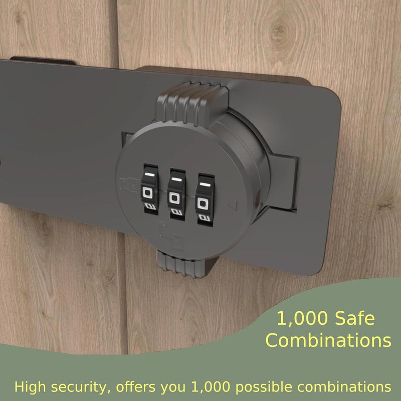 RETRIN Keyless Combination Lock – 3-Digit Combination Lock for Cabinet Doors – Twist Knob Hasp Latch Lock with Password Code – Zinc Alloy Cabinet Door Latch for Kitchen Drawers, Cabinets, Cupboard (Grey) - Image 4